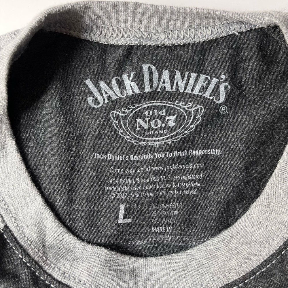 Jack Daniel’s Gray Raglan Soft Comfort T-Shirt Loud American Crew Sturgis Large - Picture 6 of 6